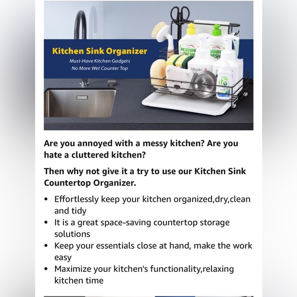 Estituent Sink🚰Organizer, Stainless Steel Sponge🧽Caddy for Kitchen🔪Sink🚰 - Picture 8 of 12